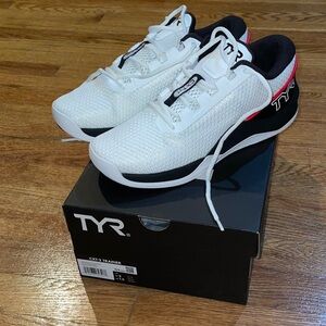*NEW* TYR White and Black Sneakers with Red Detail W9/M7.5